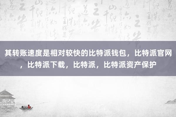 其转账速度是相对较快的比特派钱包，比特派官网，比特派下载，比特派，比特派资产保护