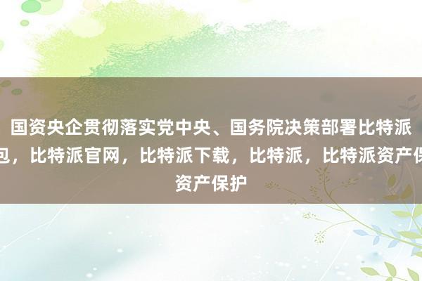 国资央企贯彻落实党中央、国务院决策部署比特派钱包，比特派官网，比特派下载，比特派，比特派资产保护