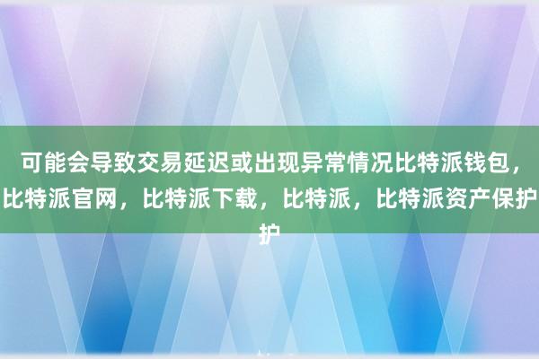 可能会导致交易延迟或出现异常情况比特派钱包，比特派官网，比特派下载，比特派，比特派资产保护