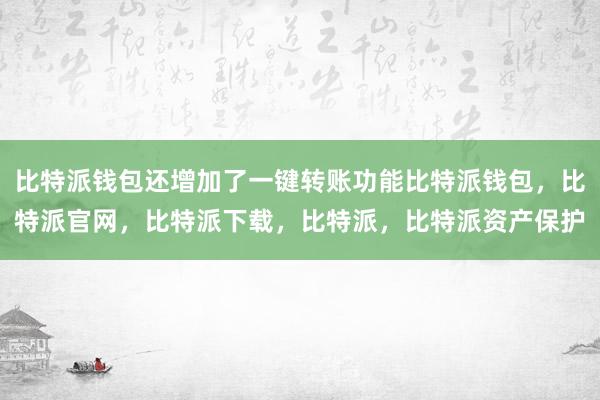 比特派钱包还增加了一键转账功能比特派钱包，比特派官网，比特派下载，比特派，比特派资产保护