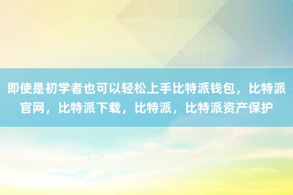 即使是初学者也可以轻松上手比特派钱包，比特派官网，比特派下载，比特派，比特派资产保护