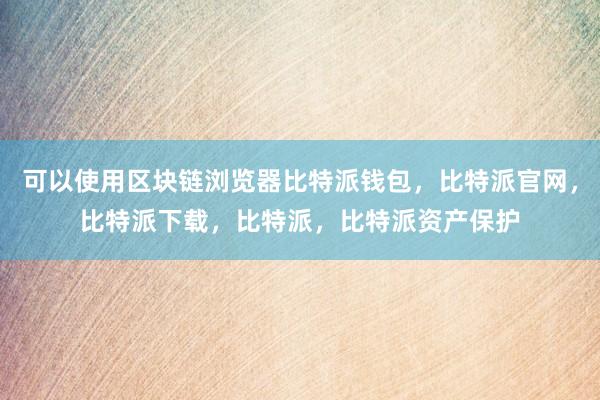 可以使用区块链浏览器比特派钱包，比特派官网，比特派下载，比特派，比特派资产保护