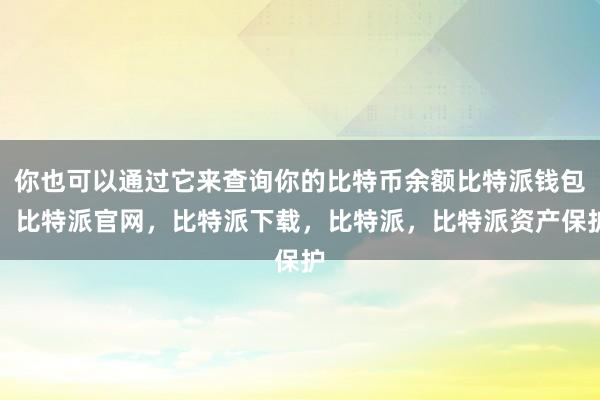 你也可以通过它来查询你的比特币余额比特派钱包，比特派官网，比特派下载，比特派，比特派资产保护