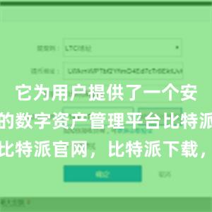 它为用户提供了一个安全、便捷的数字资产管理平台比特派钱包，比特派官网，比特派下载，比特派，比特派资产保护